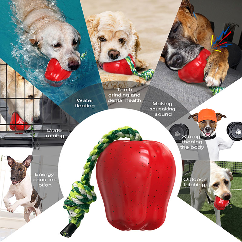 Pet leakage food ball dog teething indoor apple toys dog teething bite can not be broken venting bite-resistant toys