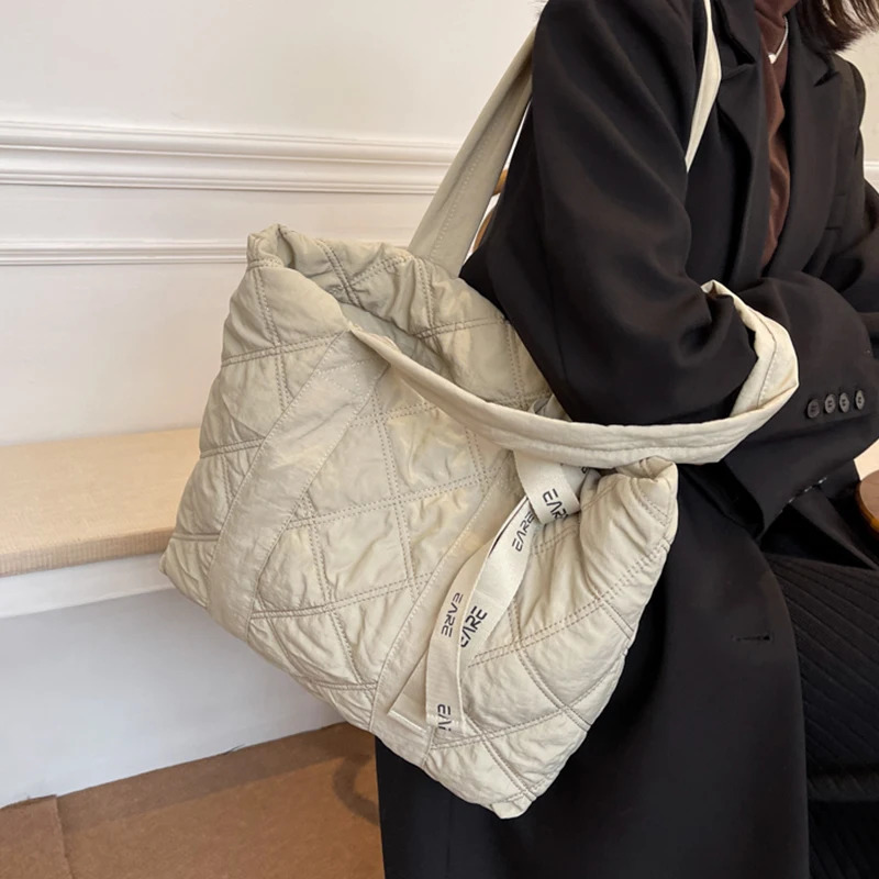 handbags for women winter soft Down space tote bag Fashion Shoulder Female bag Womens purses messenger bag 241205