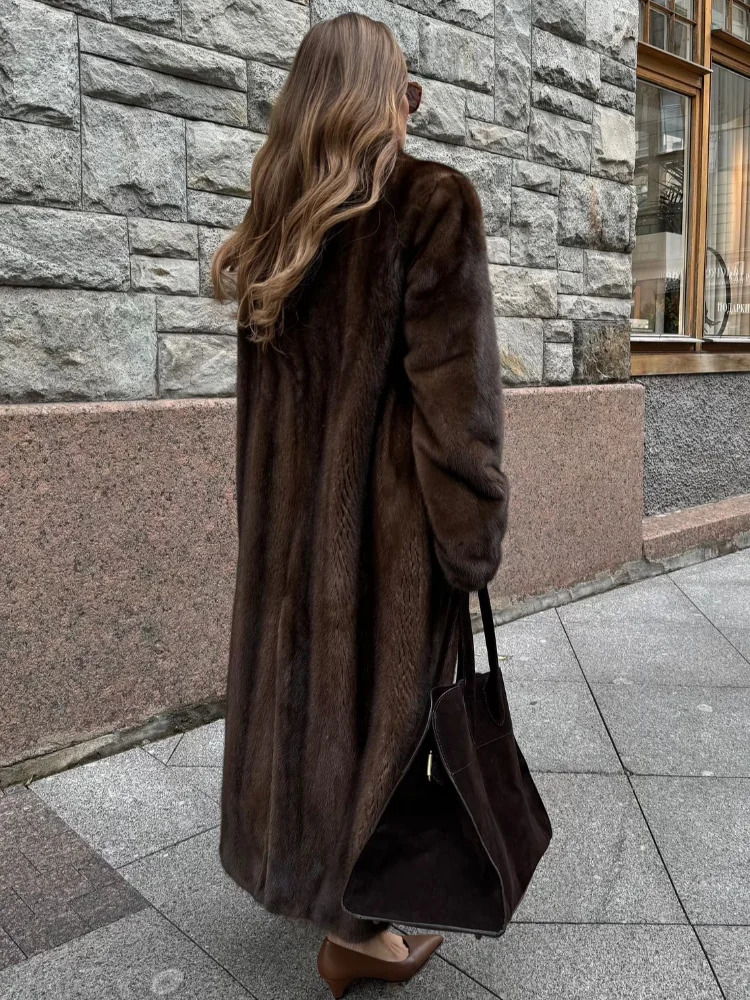 Womens Soft Thicken Warm Hairy Faux Fox Fur Coat Fashion Oversized Brown Long Sleeve Fluffy Jacket Lady Streetwear 241206