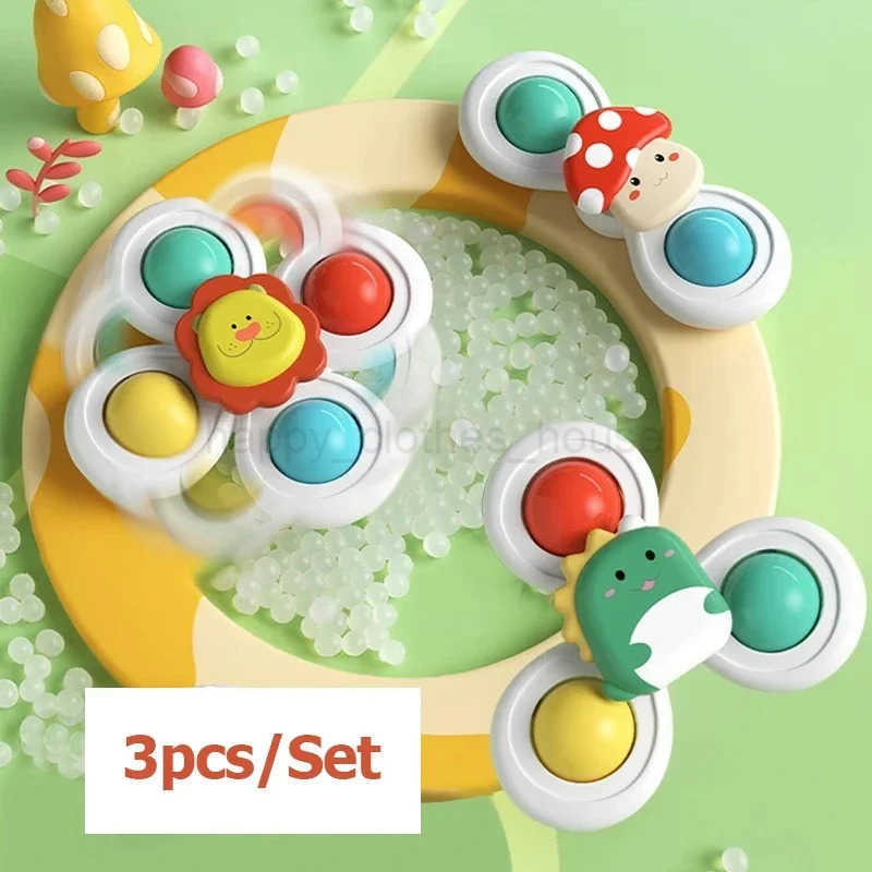 3PCS Suction Cup Spinner Toy Baby Bath Funny Game Educational Toys For Children Girls Boys Infant Sensory Stress Reliever GiftXJ247412