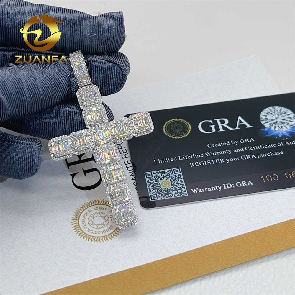 Luxury Real 10K White Gold Men Jewelry VVS Moissanite Iced Out Tennis Chain Hiphop Pendant Custom Hip Hop Pendant