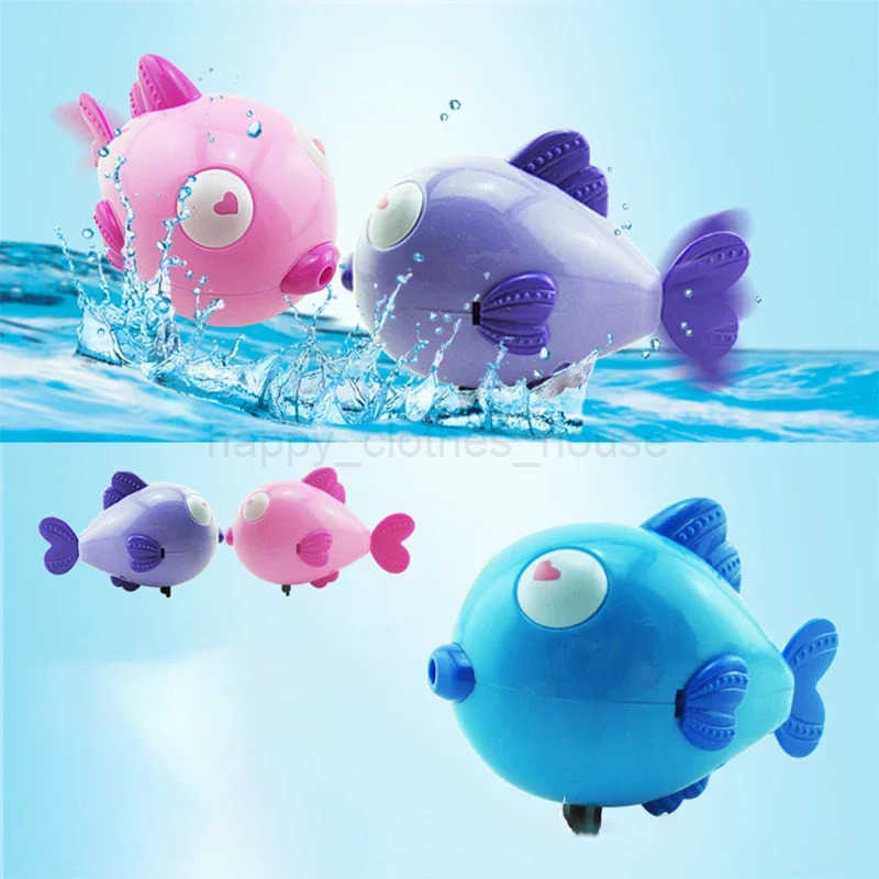 Kiss Fish Baby Bathing Shower Toys Wound-up Chain Clockwork Bathing Toys Swimming Animal Baby Bath ToysXJ241207