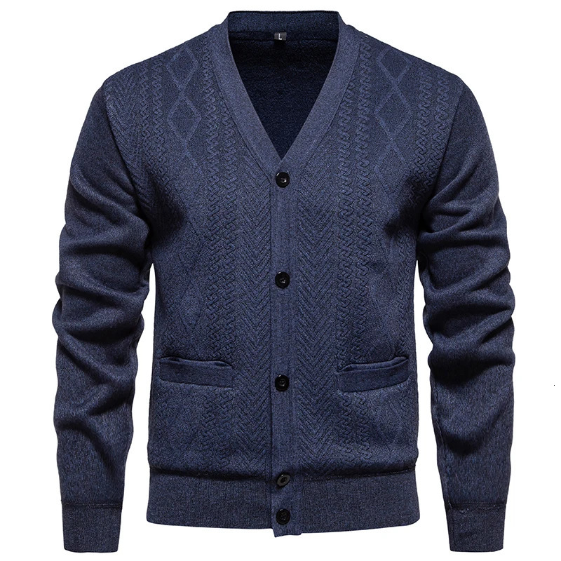 autumn mens Vneck business casual cardigan sweater knitted highquality coat ultrathin size XXL 241206