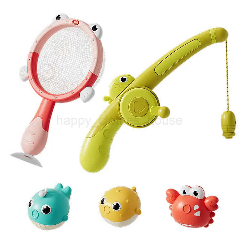 Magnetic LED Light Up Fishing Games Baby Bath Toys Set with Fishing Rod Toddler Bathtub Floating Water Toys for Kids GiftXJ241207