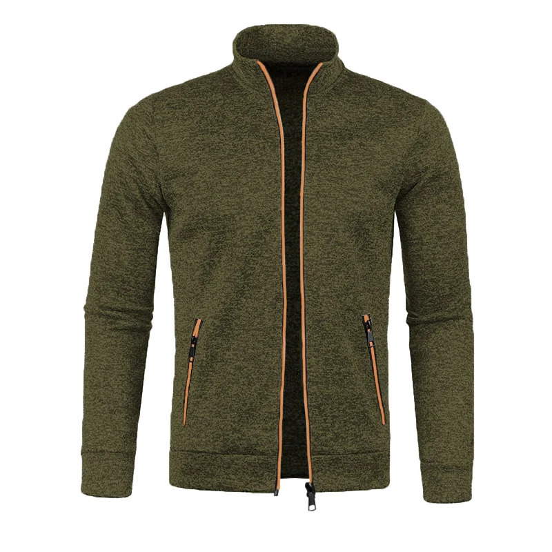 Mens knitted cardigan ultrathin zipper jacket warm onepiece winter coat casual sweater mens clothing 241206