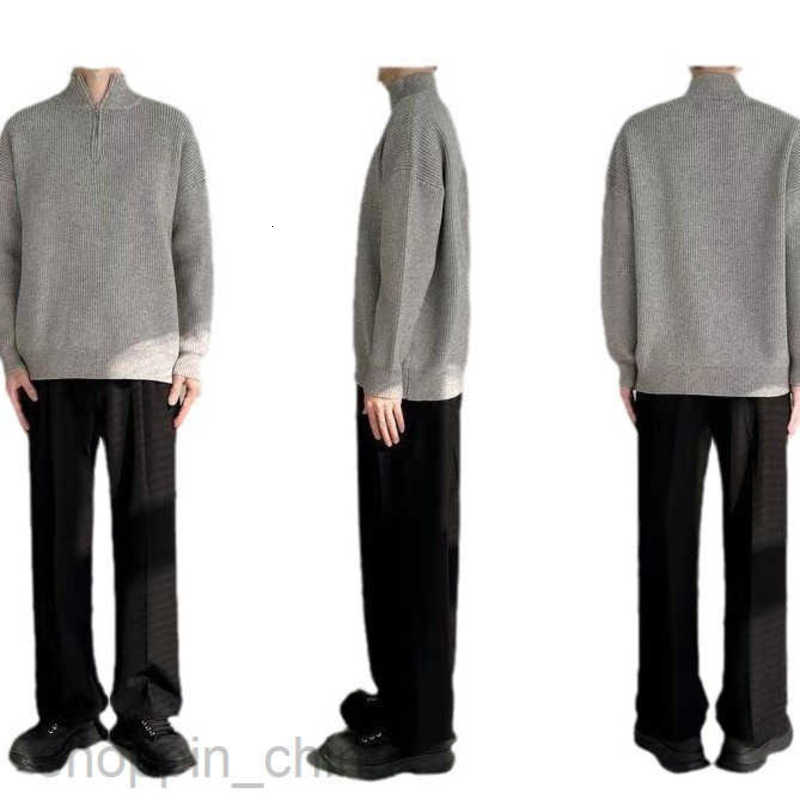 Men's Sweaters Autumn half zip cardigan sweater men's Korean version trendy cool and versatile stand up collar knitted sweater top high neck