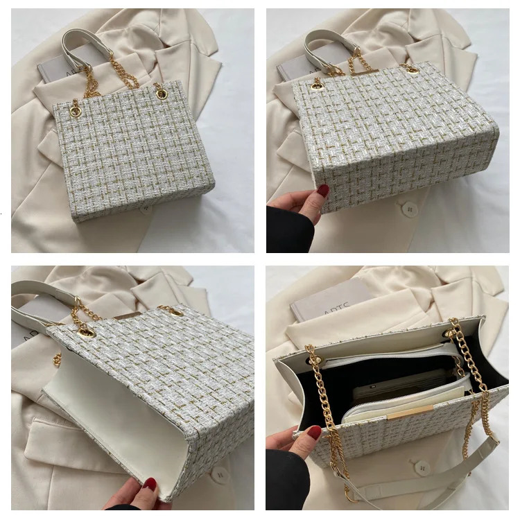 striped small perfume handbag with chain shoulder bag Vintage handbag Womens large capacity cross body bag 241205