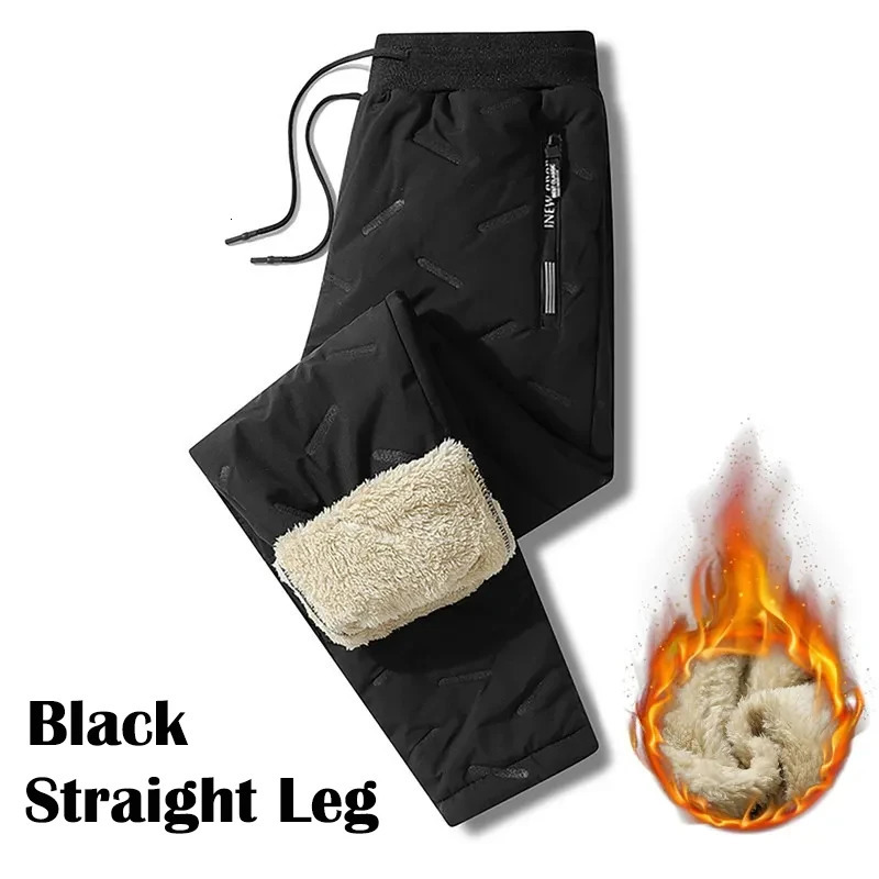 5XL 6XL7XL 2025 Winter Mens Lambswool Sports Pants Warm Thick Jogger Waterproof Casual Added Wool Oversized Trouser 241206