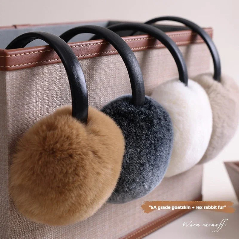 Winter womens pleated anti cold 5A level Shepherd Rex rabbit hair earrings 241205