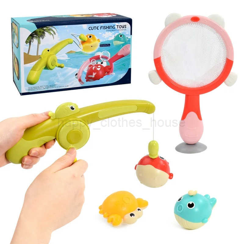 Magnetic LED Light Up Fishing Games Baby Bath Toys Set with Fishing Rod Toddler Bathtub Floating Water Toys for Kids GiftXJ241207