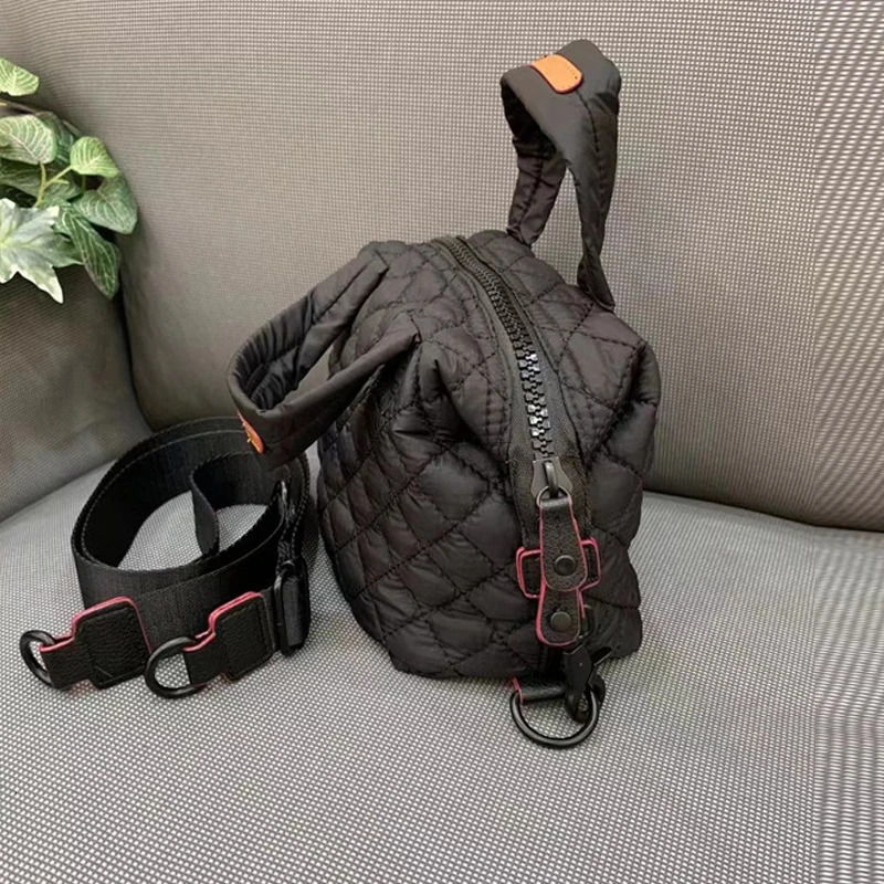 Nylon fabric diamond checkered bag for womens handbags and wallets fashion space cotton cross body bag 241205