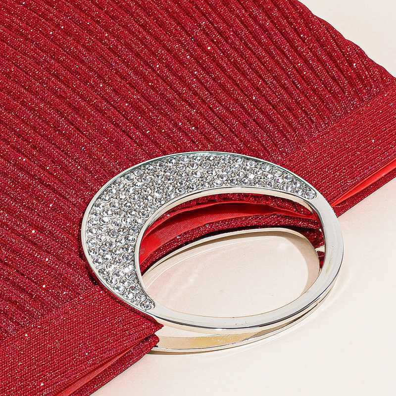 Clutch Bag New Diamond Inlaid High-end Shiny Bracelet Cocktail Dress Bag with Pleats Single Shoulder Crossbody Handbag Princess Banquet Bag 240920