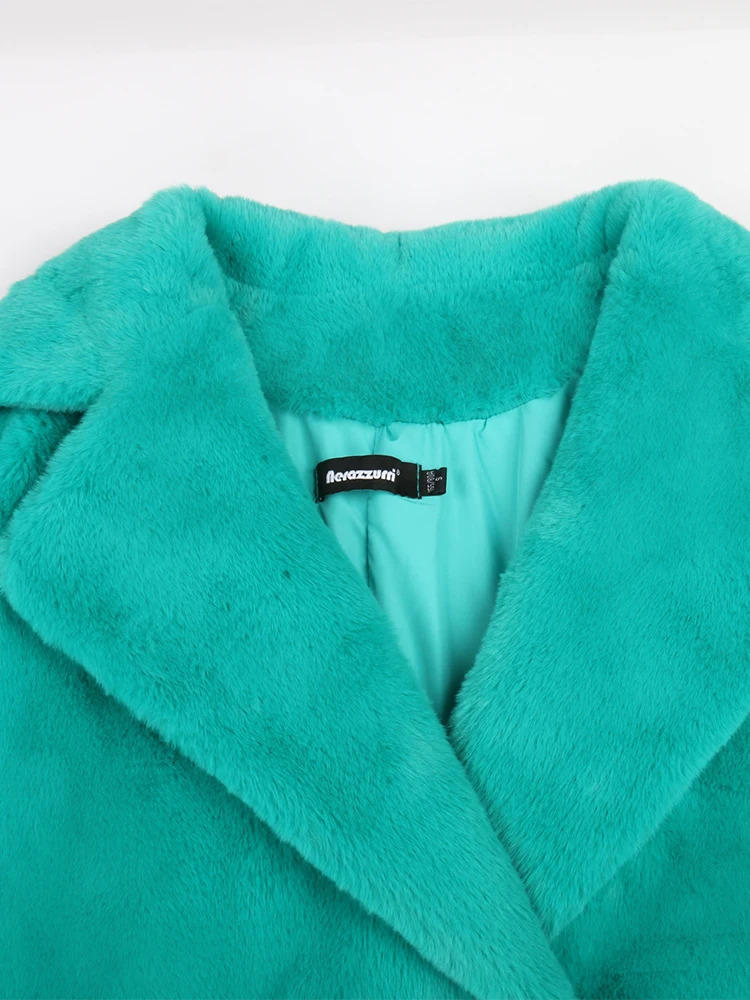 Sapphire Winter Long Purple Black Fluffy Thick Warm Artificial Fur Coat Womens Belt ly Arrived Fur Coat 241202