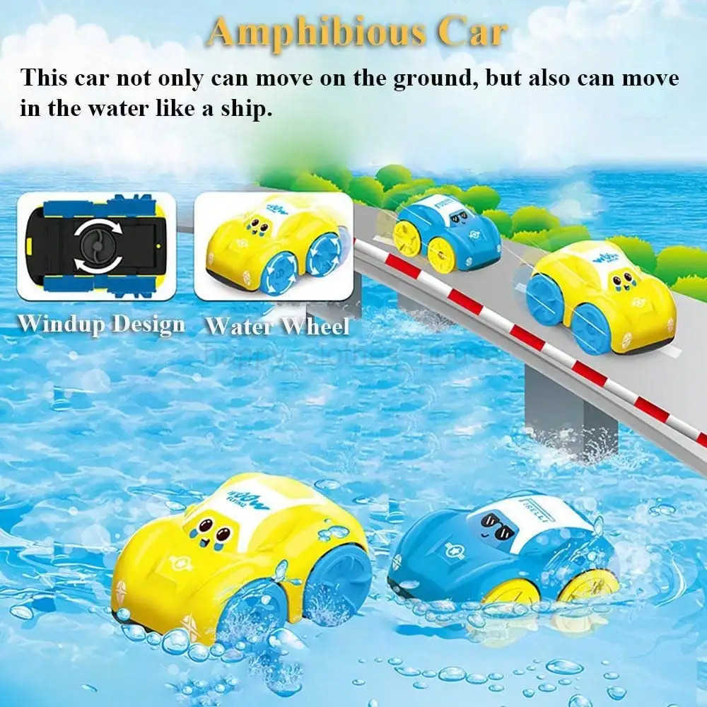 Children Bath Water Playing Toys ABS Clockwork Car Vehicle Baby Bath Toy Kids Gift Amphibious Bathroom Floating ToyXJ240789