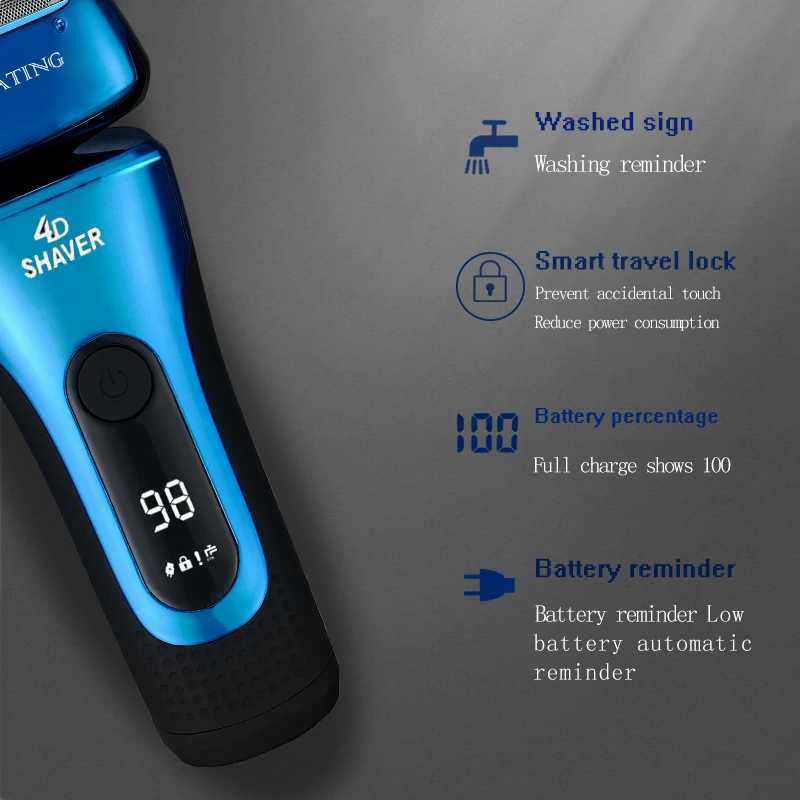 New Mens Electric Shaver LCD Shavers For Men Reciprocating Razor Facial Wet Dry Shaving Machine Washable Portable USB ChargingXJ241207