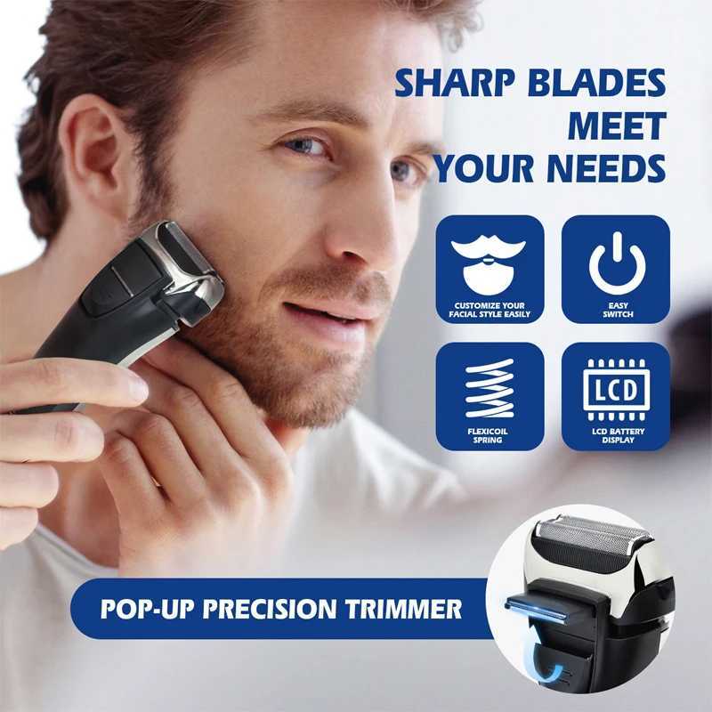 Original Kemei Wet Dry Waterproof LCD Display Electric Shaver Beard Electric Razor For Men Facial Shaving Machine RechargeableXJ241207