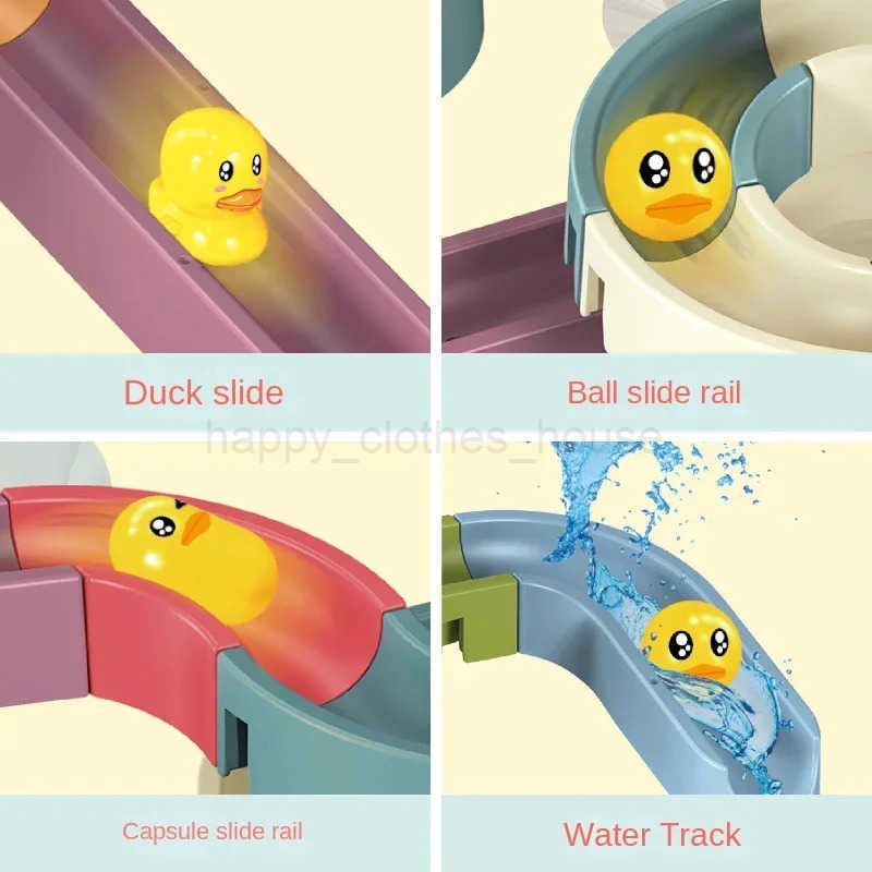 Baby DIY Assembling Track Slide Suction Cup Toys Bath Tub Toys Baby Bathroom Bathtub Shower Toy Set Duck Water Toys for ChildrenXJ241725