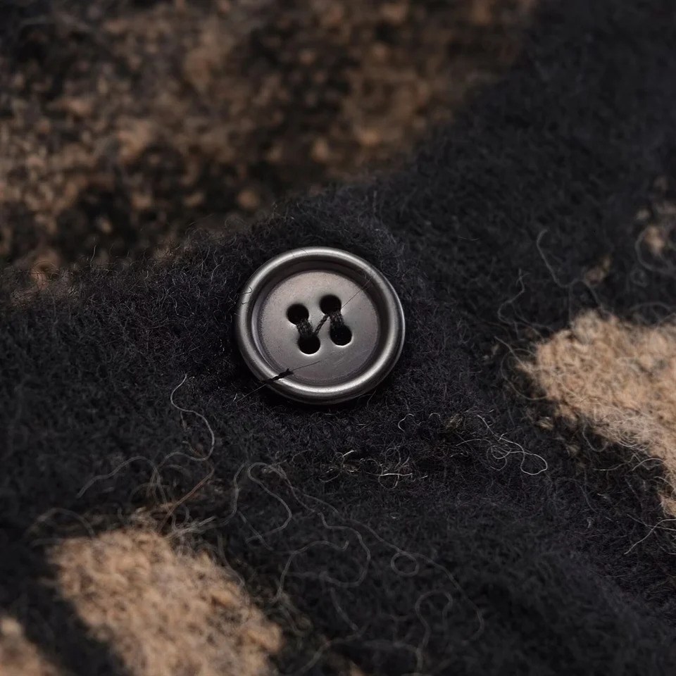 PB ZA autumn womens clothing style slim fit leopard print soft glutinous knitted top round neck cardigan short jacket 241203