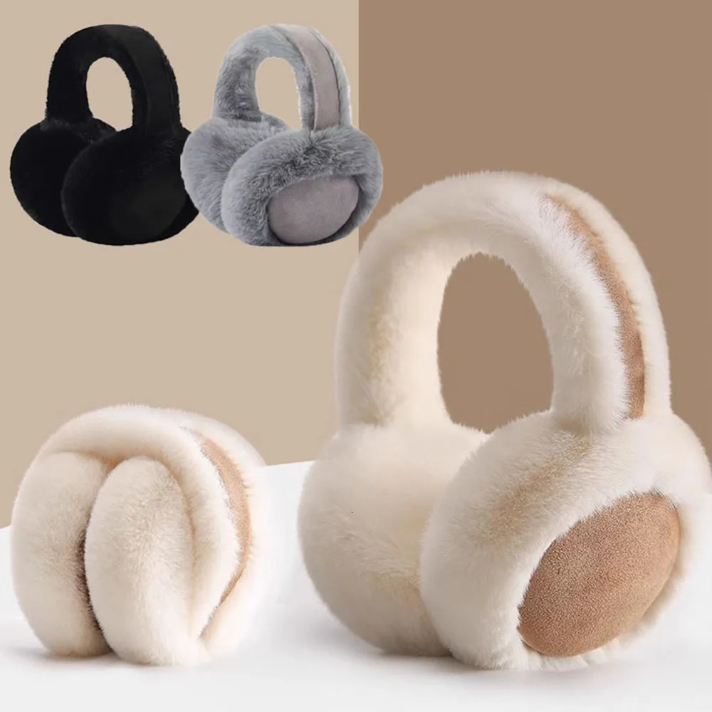 Winter warm earmuffs cute warm brown velvet plush earmuffs for women Meila foldable soft thick earmuffs for winter wear 241205