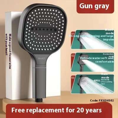 Square filter showerhead, super pressurized handheld household bathroom shower heater, large water volume for showering and bathing