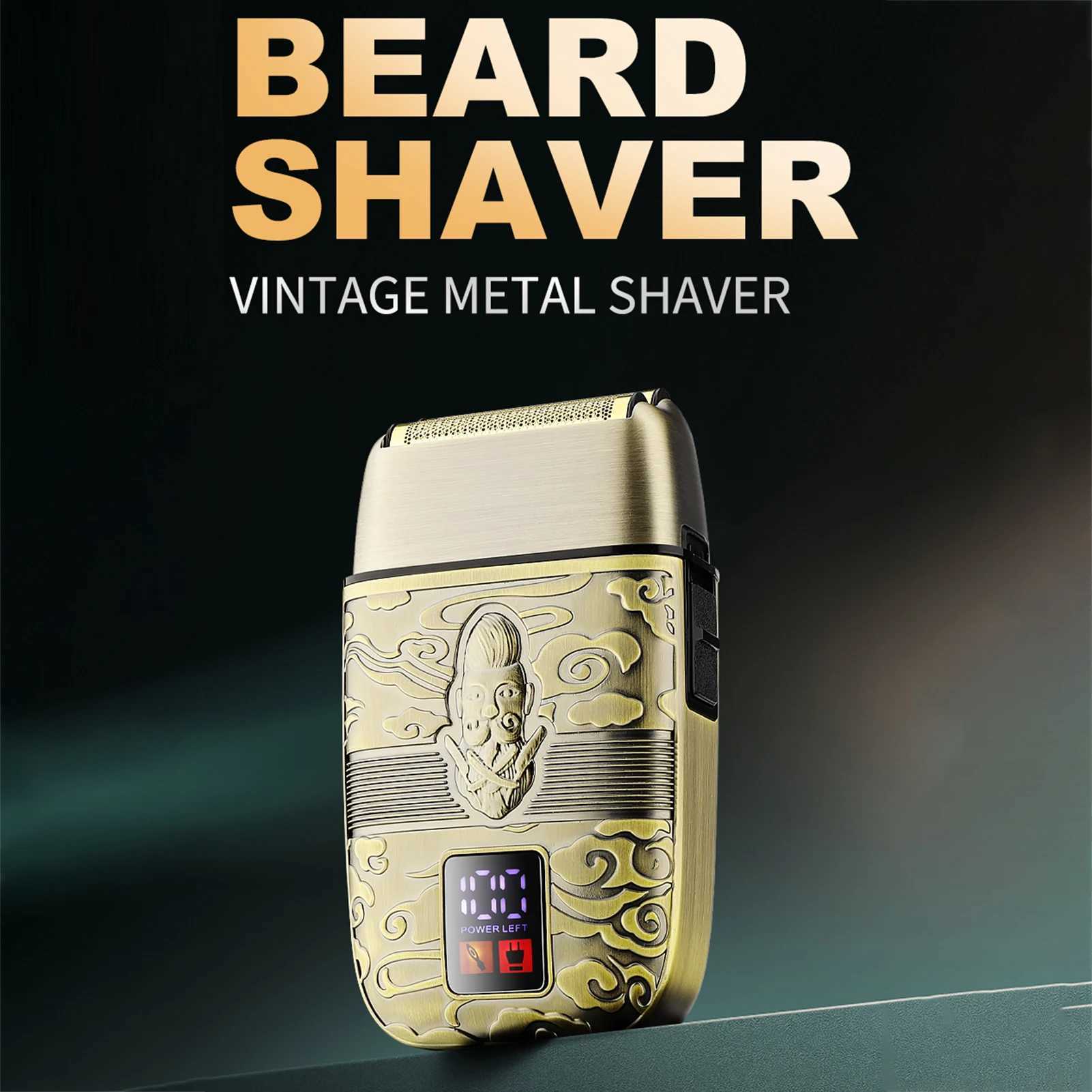 Mens Full Metal Razor Dual Mesh Reciprocating Razor High Speed Beard Razor Balders LCD Dual Reciprocating Heads 8800rpmXJ241207