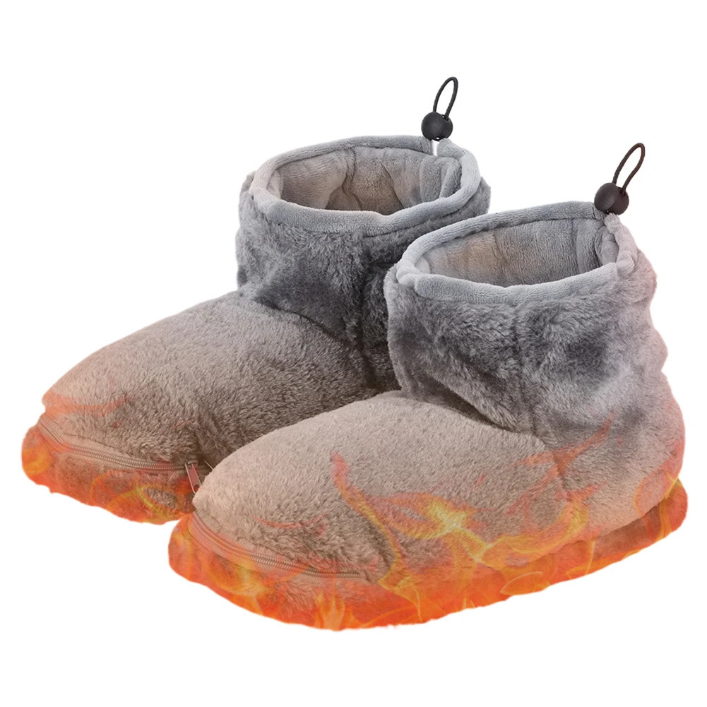 USB Warm Shoes Winter Warm Snow Boots Comfortable Plush Warm Electric Slide Warm Shoes 241206