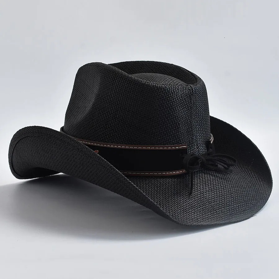 Retro Curly Edge Cowboy Girl Jazz Hat Western Straw Hat Mens Summer Beach Sun Hat 241206
