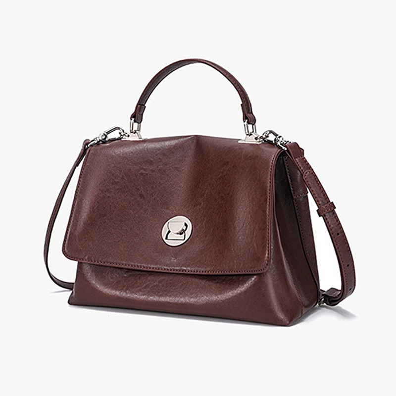 Hifashion Retro Genuine Leather Shoulder Bag for Women 2025 Trend Handbag Cross Body Office Womens Handbag 241205