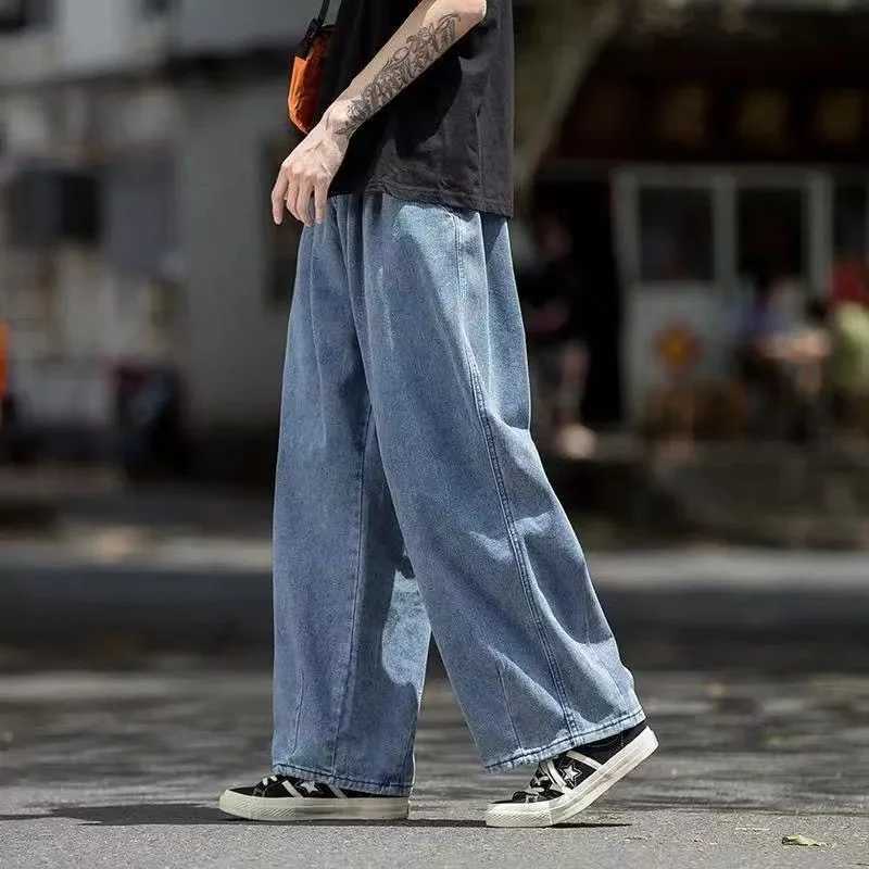 Men Jeans Wide Leg Denim Cargo jean pants Loose Straight Baggy Mens Jeans hip hop Streetwear Skateboard Neutral denim Trousers M250610