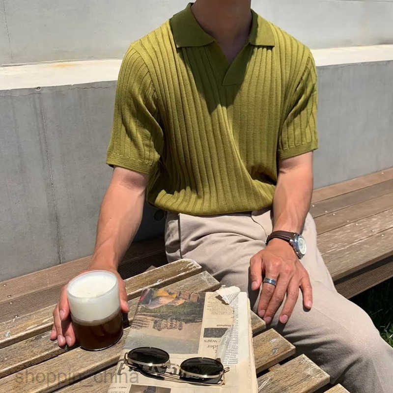 Men's Sweaters Literary and Artistic New 2023 Trendy Polo Shirt Youth Fashion Standard Male Temperament Trendy Five Sleeve Summer