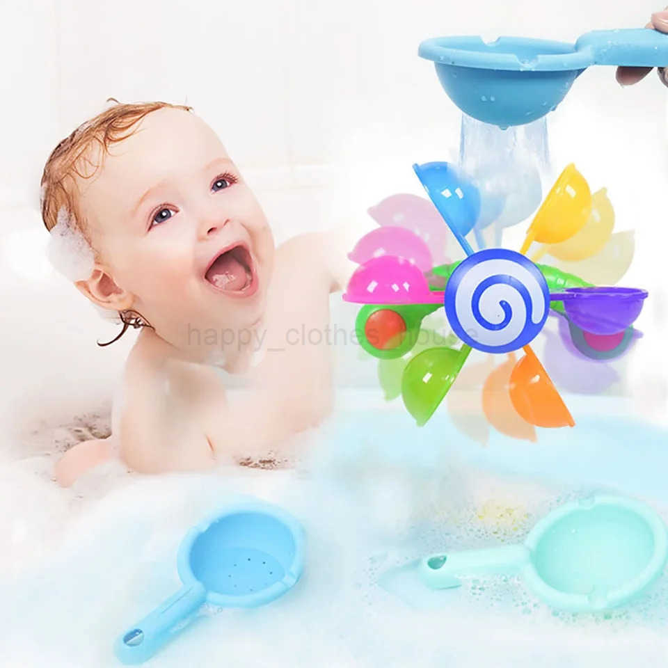 Colorful Water Wheel Bathing Sucker Bathtub Water Spray Play Set Shower Sprinkler Toy Baby Bath Toys For Kids Toddler GiftsXJ241207
