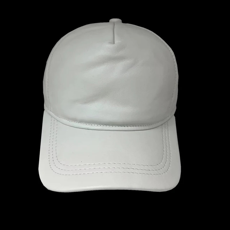 Winter leather white hat mens fashion Korean Kpop 5-panel large Brim baseball cap mens casual travel rock Gorra Beisbol 241206