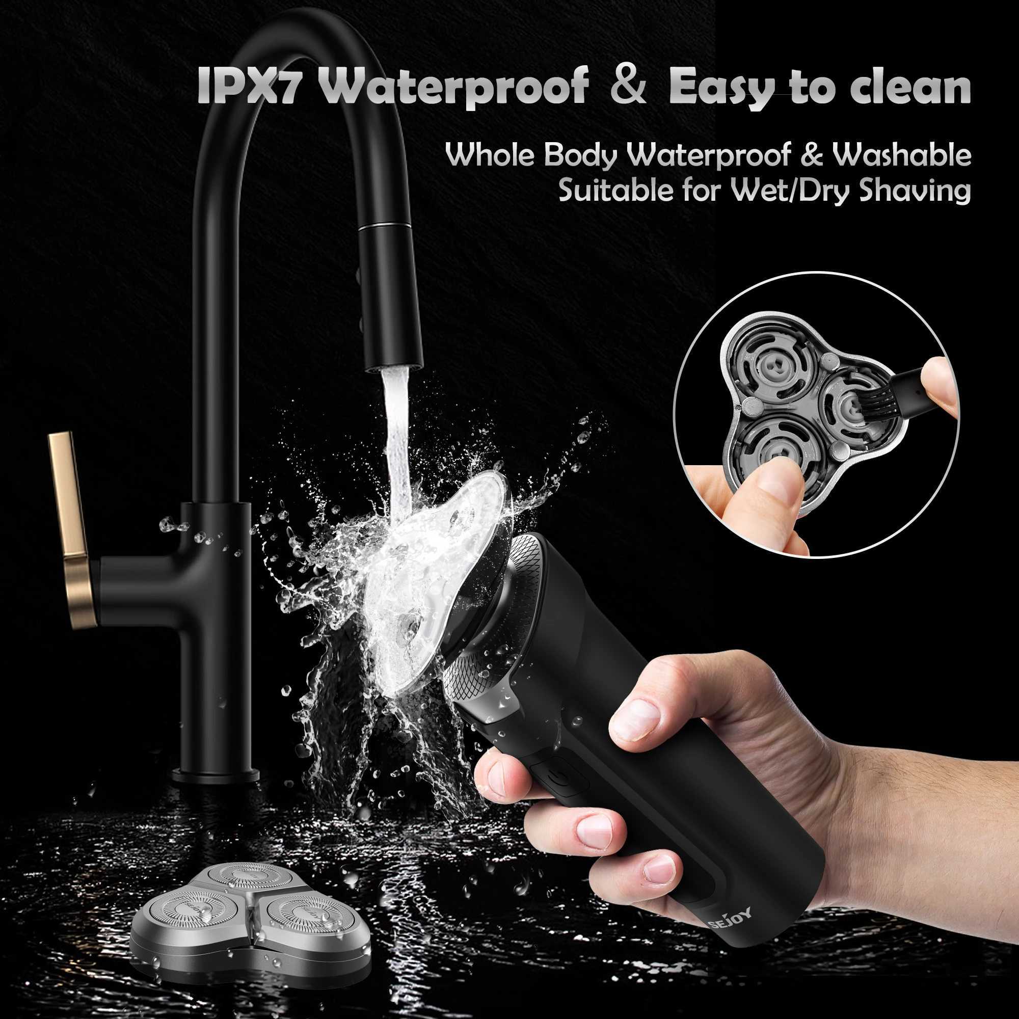 Sejoy Electrical Shaver for Men 3D Floating Blade Rotary Razor Washable Type-C USB Rechargeable Shaving Beard MachineXJ241207