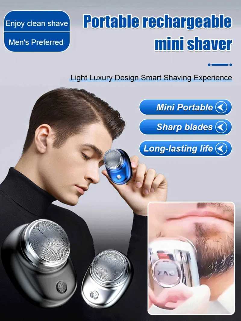 Mens portable electric razor small steel mini razor shaving travel rechargeable razorXJ241207