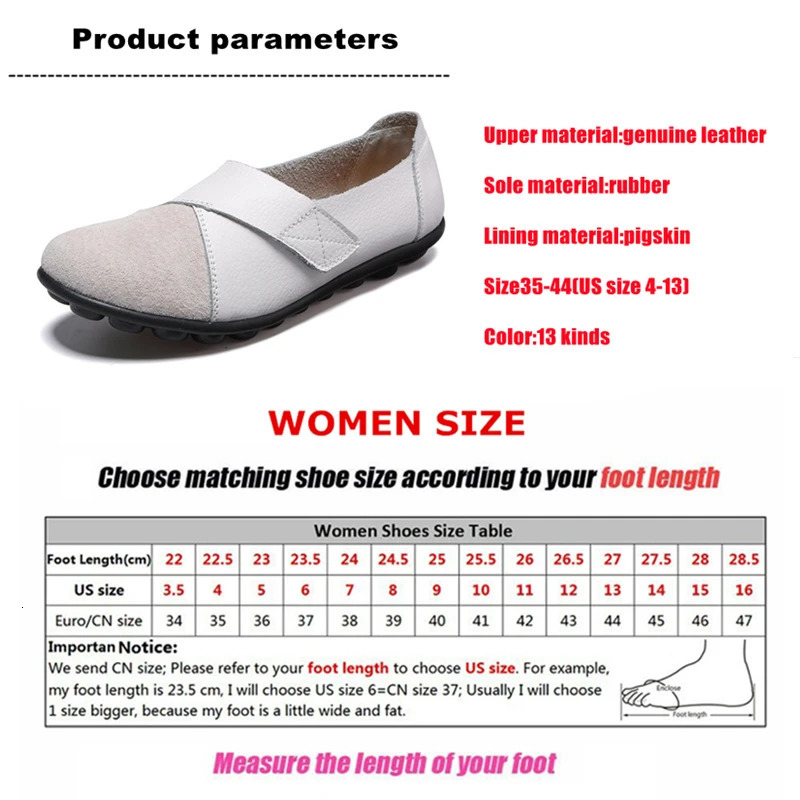 WOIZGIC Womens Mother Genuine Leather Soft Shoes Flat Mocha Xin Ship Hook and Loop De Mujer Large Size 42 43 44 241206