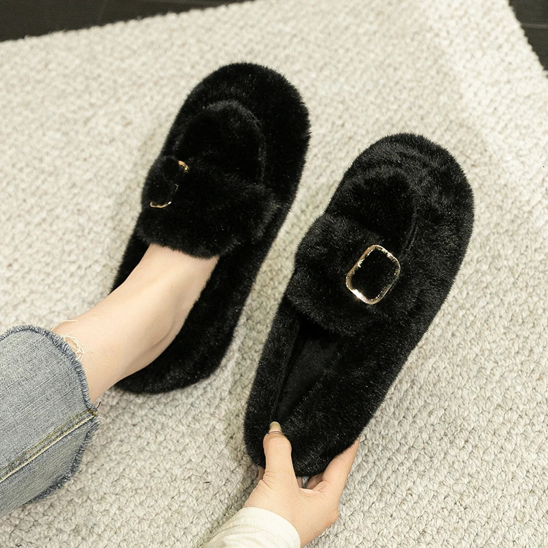 2023 Winter Womens Outdoor Boots Korean Metal Buckle Snow Black Boat Shoes Casual Tablets 241206