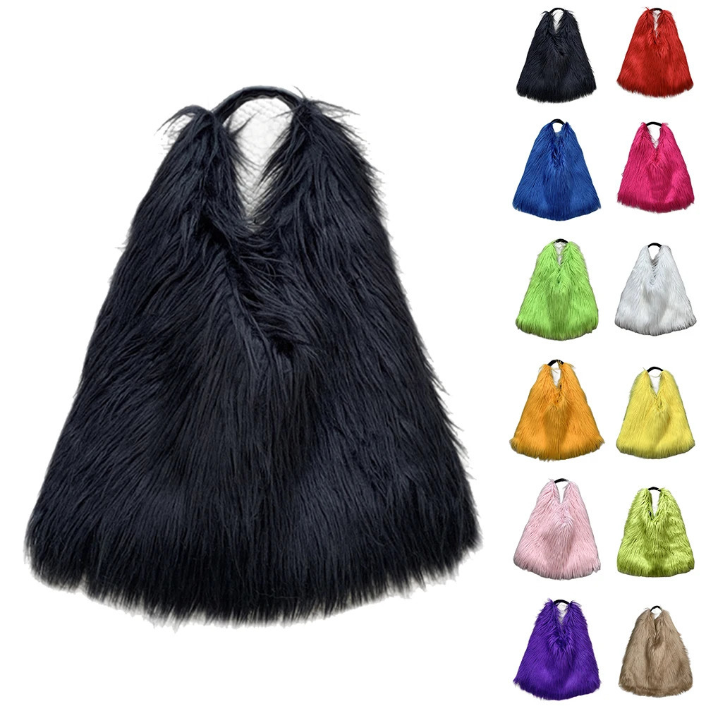 Womens fluffy shoulder bag Hass matte handbag casual faux fur handbag Versatile large capacity girls handbag 241206