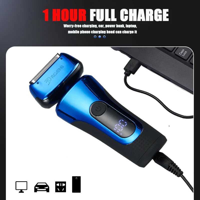 New Mens Electric Shaver LCD Shavers For Men Reciprocating Razor Facial Wet Dry Shaving Machine Washable Portable USB ChargingXJ241207