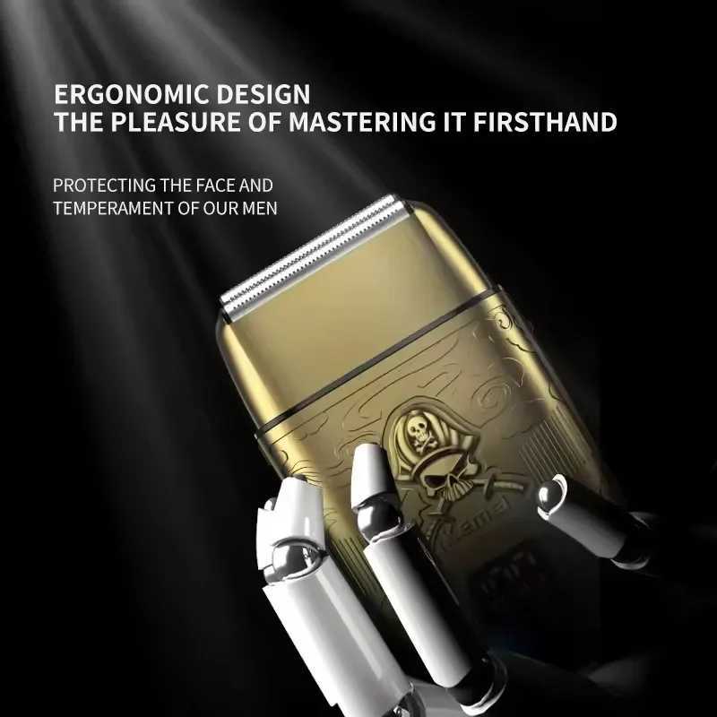 Original Kemei Full Metal Hair Beard Electric Shaver For Men Bald Head Electric Razor Rechargeable Barber Shaving MachineXJ241207