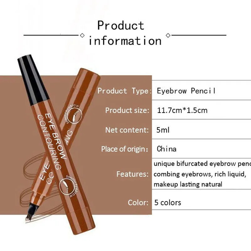5 Colors Microblading Eyebrow Pen Waterproof Liquid Eyebrow Pencil Long Lasting Eyebrow Pen 4 oints eyebrow pen Cosmetics 241206