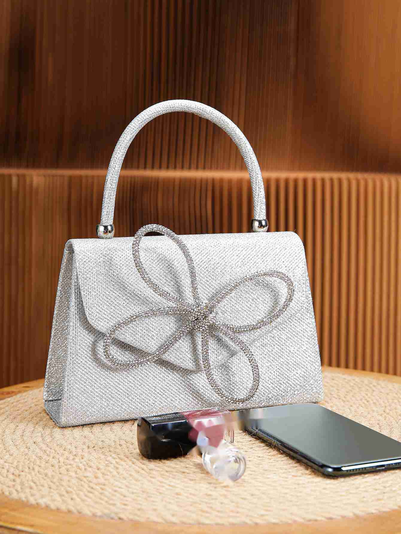 Clutch Bag New Fashion Diamond Banquet Bag Handmade Shining Full Diamond Bow Handbag Crossbody Bag 240920