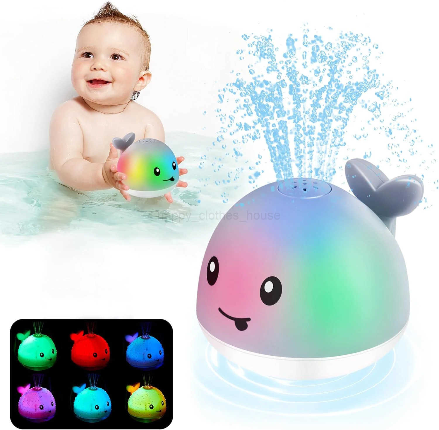Baby Bath Toys Whale Automatic Bathroom Toy Sprinkler Light Up Bath Toys for Baby 6-18 Months Bathtub Fountain Spray Water ToyXJ241207