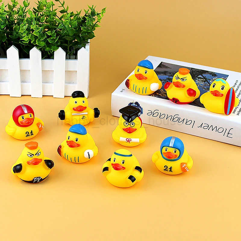 Creative Cute Sports Duck Toys Baby Bath Toys Rubber Ducks Summer Beach Pool Activi Floating Ducks Children Birthday GiftsXJ241207