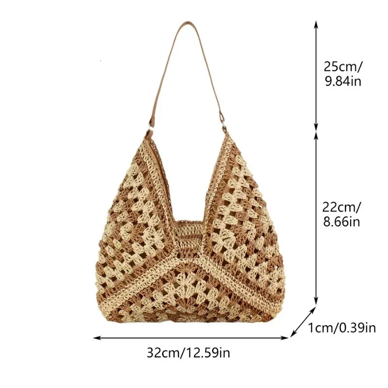 Women Weaving Clutches Tophandle Bag Large Portable Shoulder Summer Beach Purses Shopper Satchel Female Tote Bags Handbags 241203