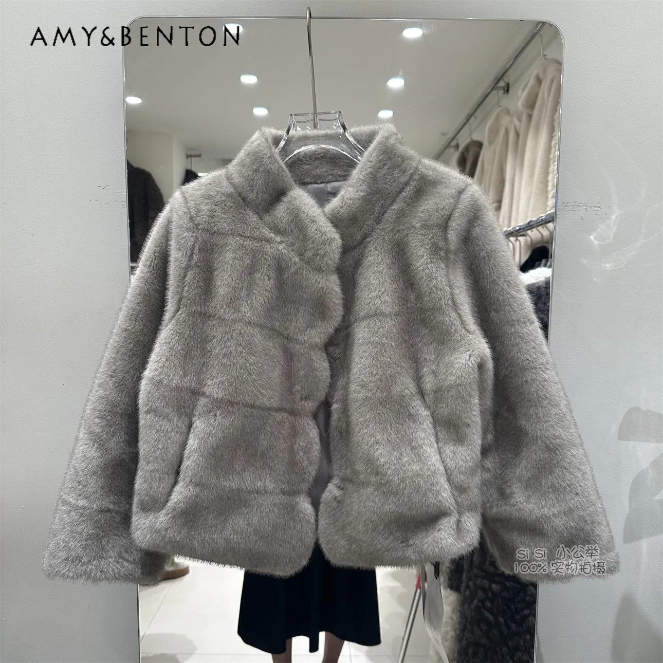 Winter velvet mink fur coat for women thick environmentally friendly fur single-layer short fur 241202