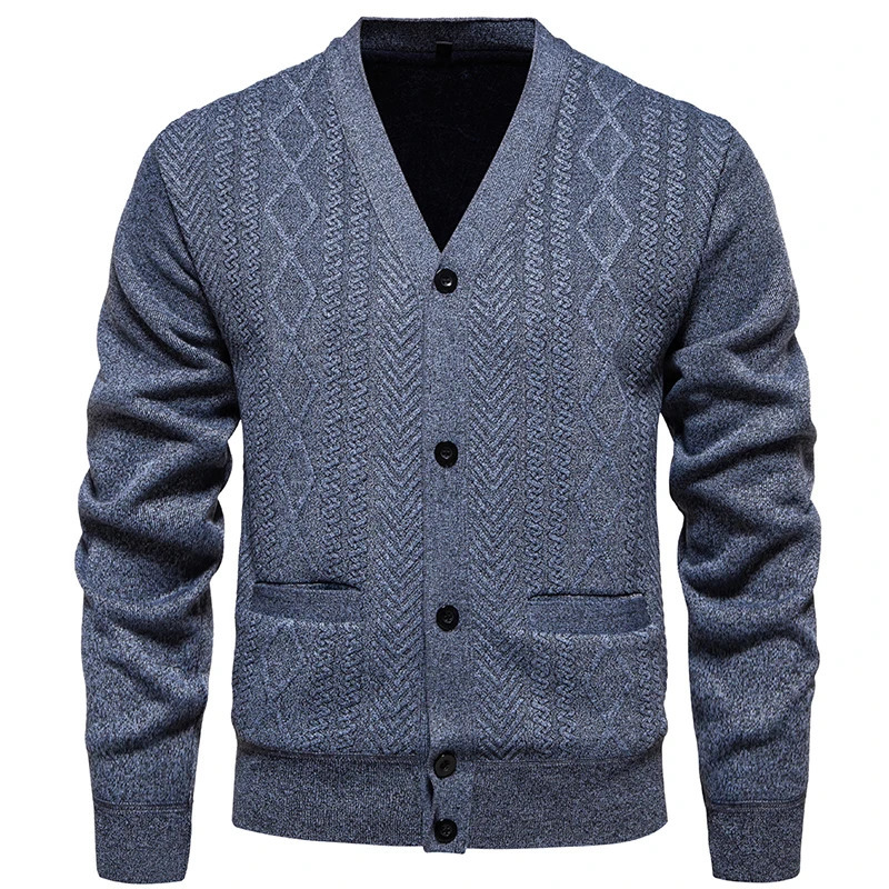 autumn mens Vneck business casual cardigan sweater knitted highquality coat ultrathin size XXL 241206