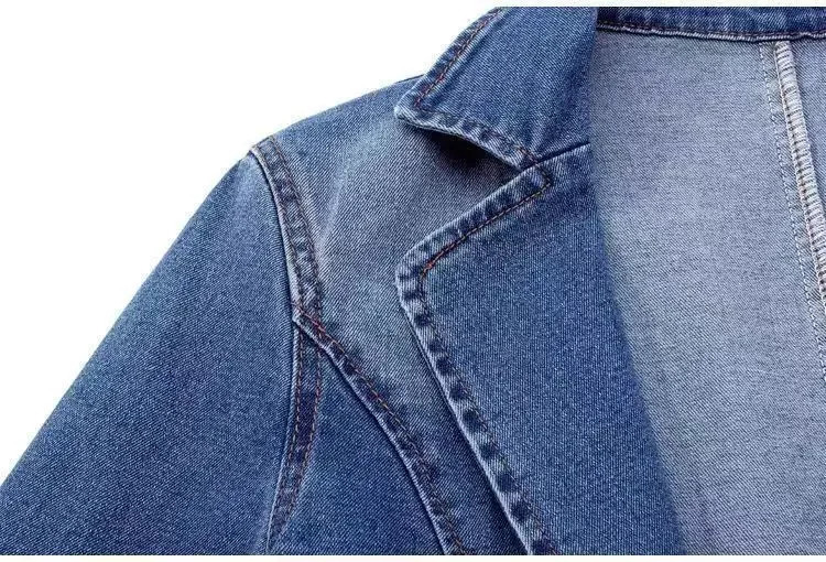 Womens denim jacket with a collar and full sleeves suitable for elegant splicing sewing autumn Y2k 241206