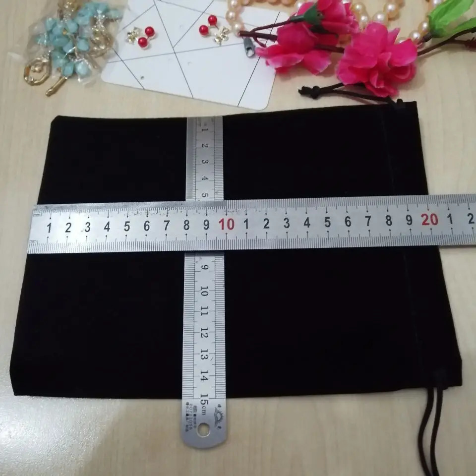 50 pieces of black velvet bag jewelry bag 10x16 13x18 15x20 17x23cm drawstring wedding Christmas gift bag jewelry packaging bag 241206