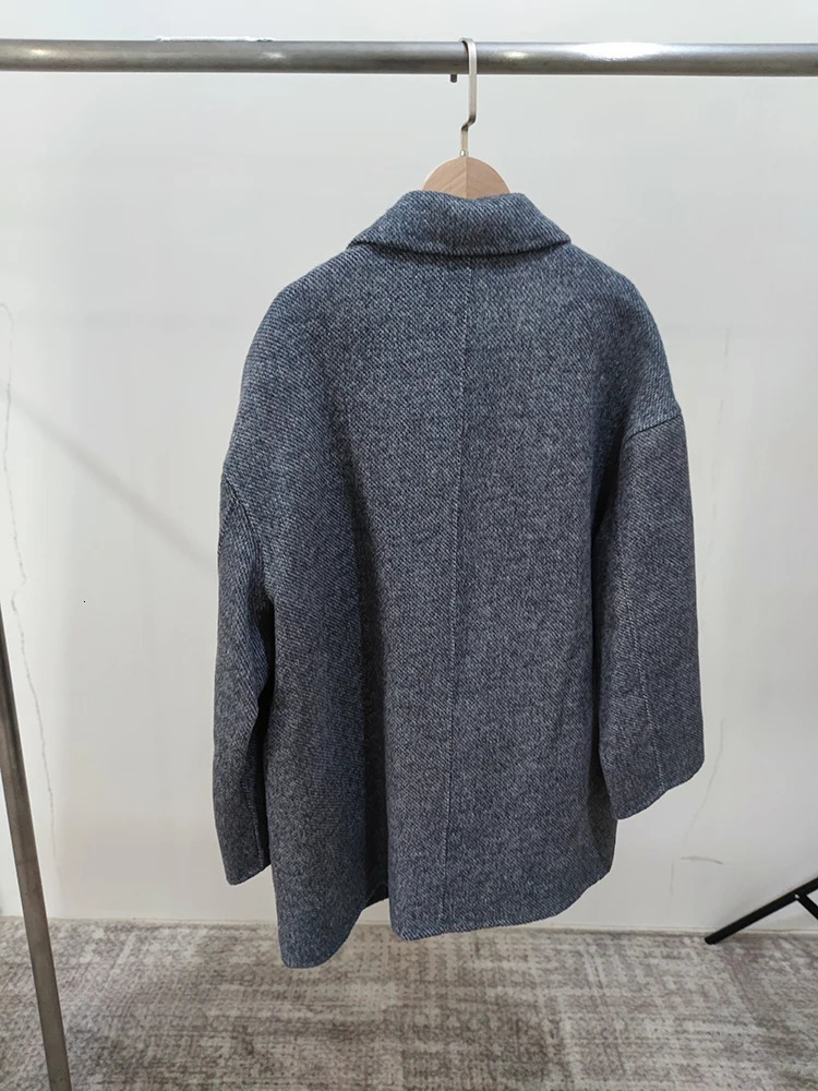 EWQ Korean Loose Long SleeveTurndown Collar Solid Woolen Coat Doublefaced Cashmere Winter 2024 Autumn 16O1639 241202