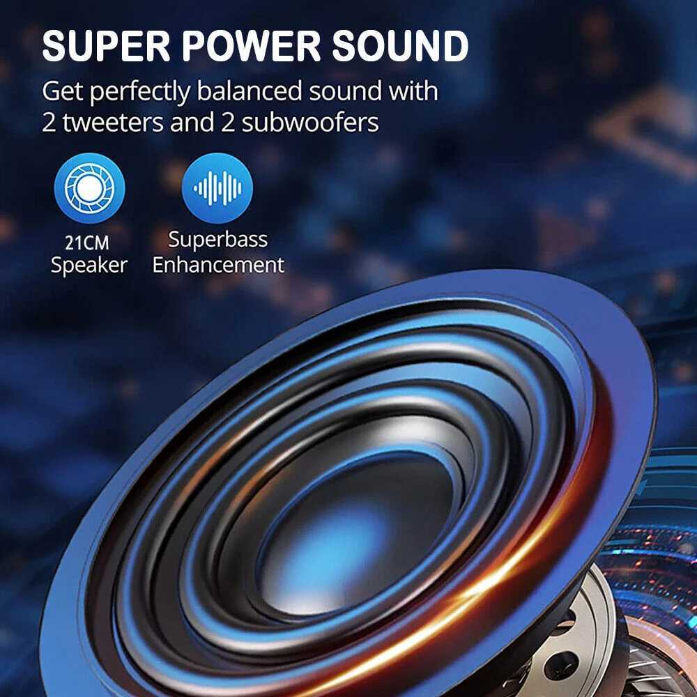 3000W portable wireless connections speaker subwoofer bass system party DJ charging LED light loud speaker X241207